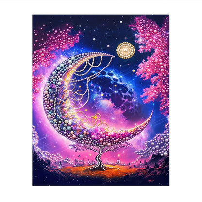 Galaxy Crescent and Blossom Tree pearl painting – image 11