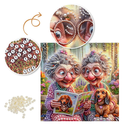 Dachshund Book Club Grannies pearl painting – image 6