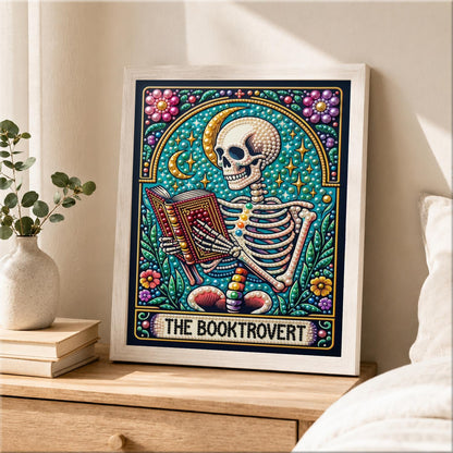 Bookworm Skeleton Tarot pearl painting – image 2