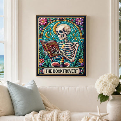 Bookworm Skeleton Tarot pearl painting – image 3