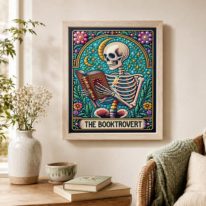 Bookworm Skeleton Tarot pearl painting – image 4