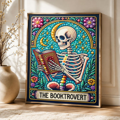 Bookworm Skeleton Tarot pearl painting – image 5
