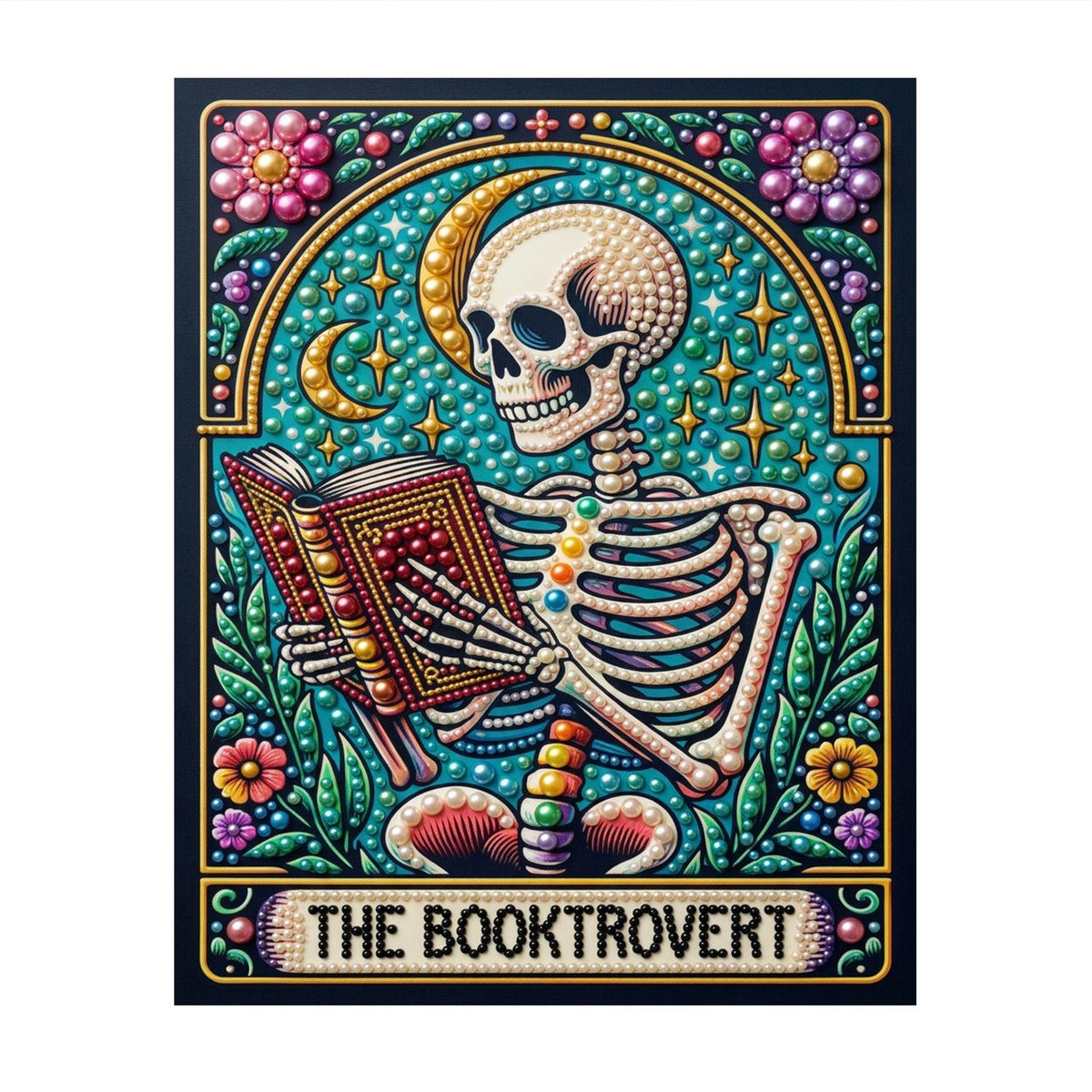 Bookworm Skeleton Tarot pearl painting – image 11