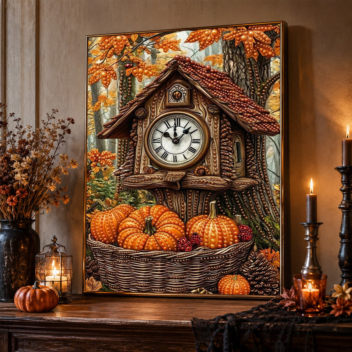 Cuckoo Clock Cottage in Autumn pearl painting – image 2
