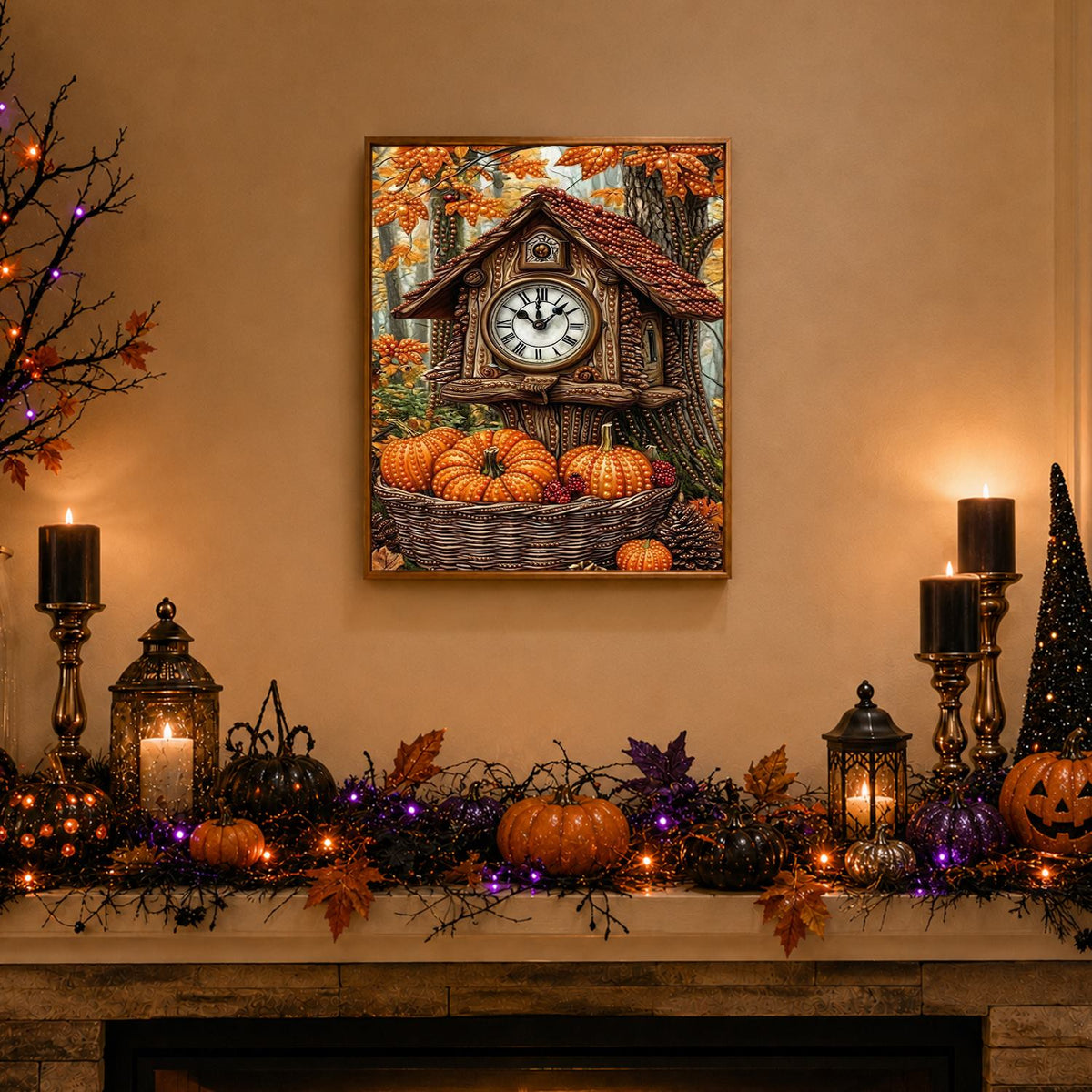Cuckoo Clock Cottage in Autumn pearl painting – image 3