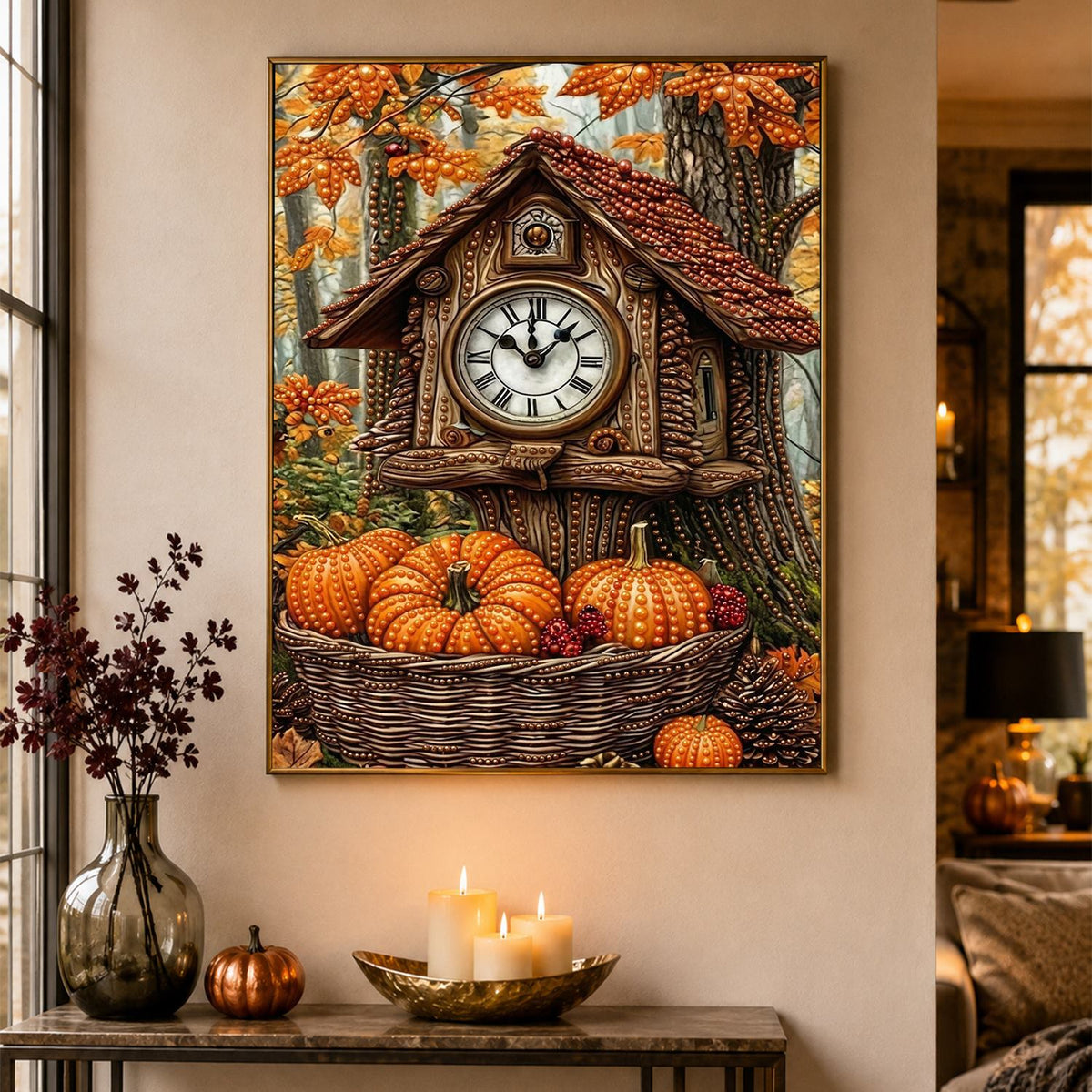Cuckoo Clock Cottage in Autumn pearl painting – image 4