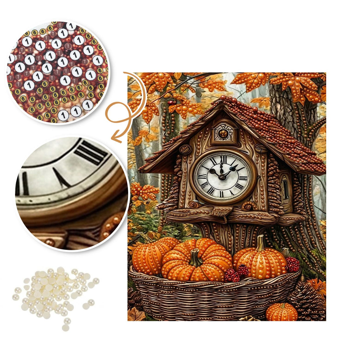 Cuckoo Clock Cottage in Autumn pearl painting – image 6