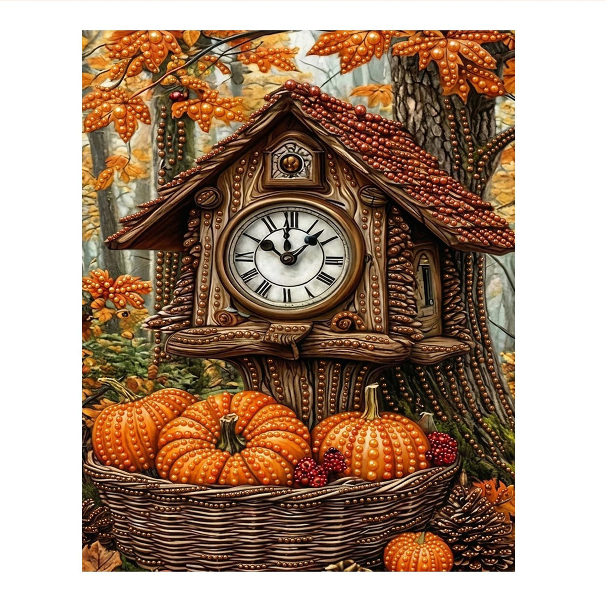 Cuckoo Clock Cottage in Autumn pearl painting – image 11