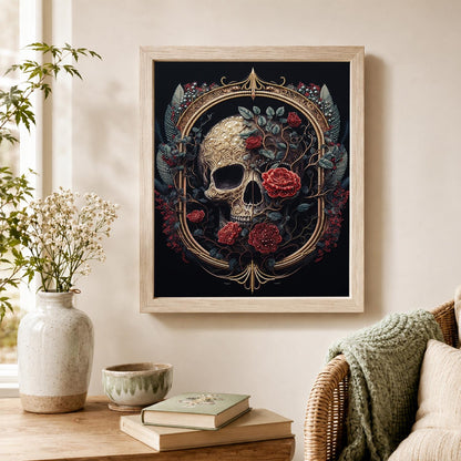 Skull in a Gilded Rose Frame pearl painting – image 4