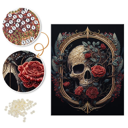 Skull in a Gilded Rose Frame pearl painting – image 6