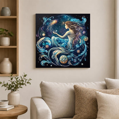 Mermaid in Cosmic Waves pearl painting – image 2