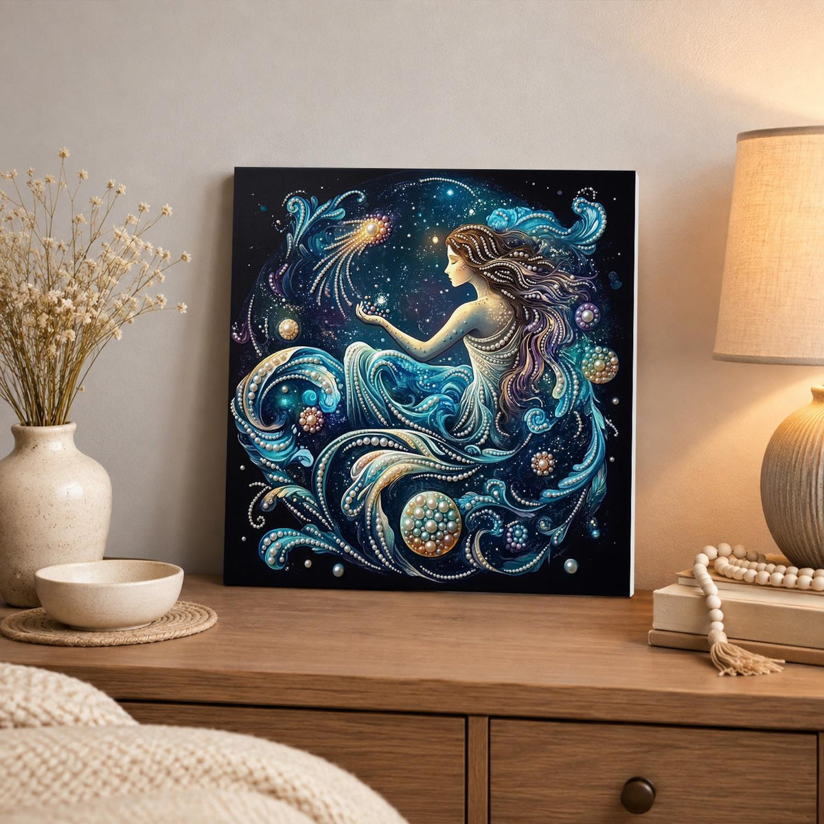 Mermaid in Cosmic Waves pearl painting – image 3