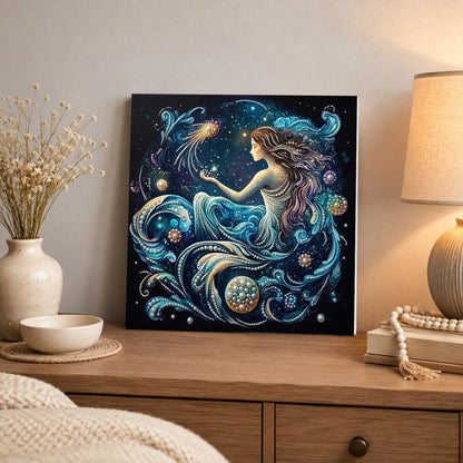 Mermaid in Cosmic Waves pearl painting – image 3
