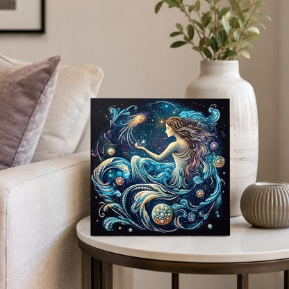 Mermaid in Cosmic Waves pearl painting – image 4