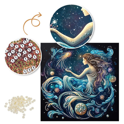 Mermaid in Cosmic Waves pearl painting – image 6