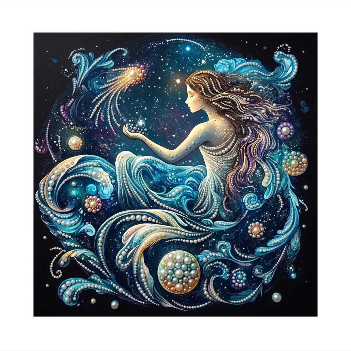 Mermaid in Cosmic Waves pearl painting – image 11