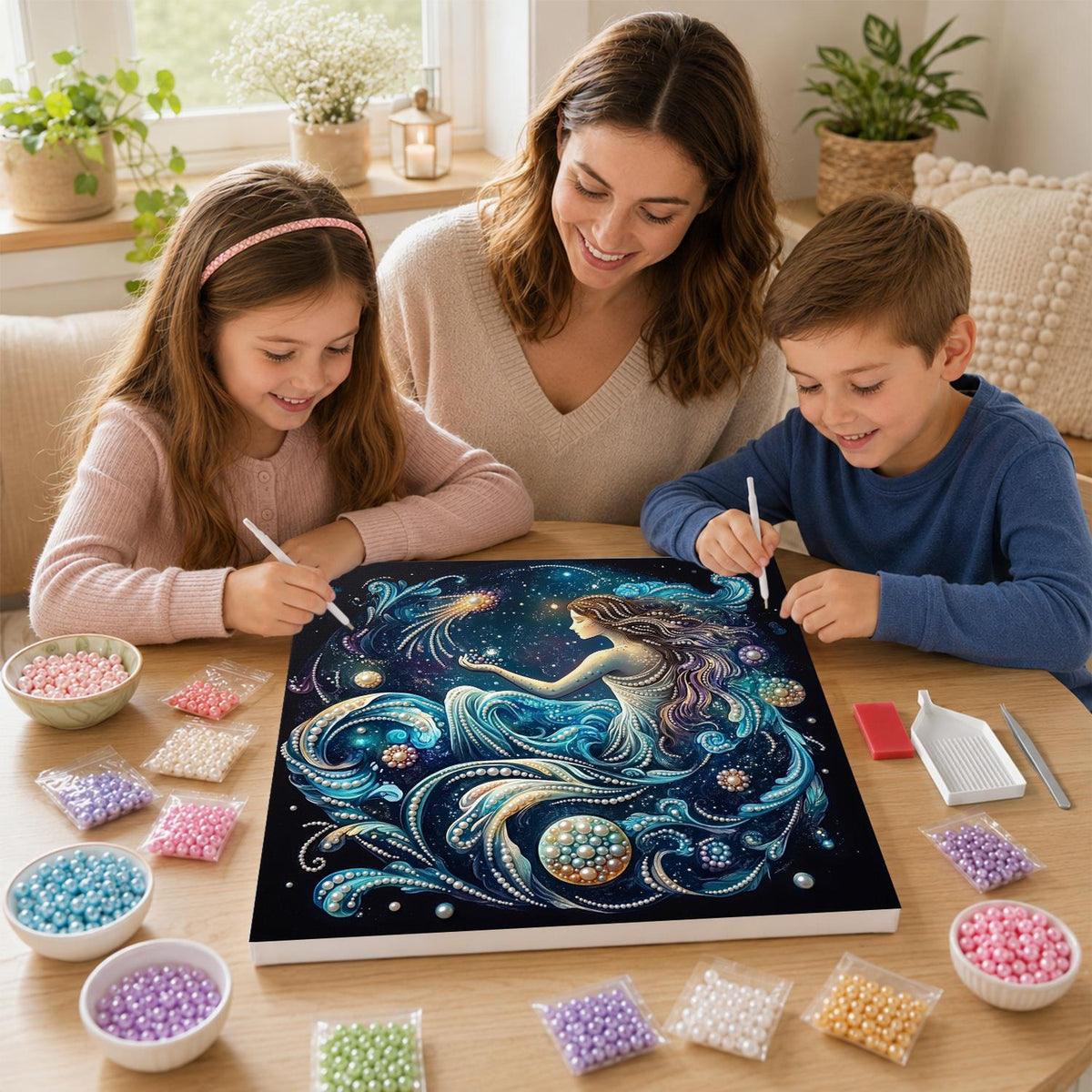 Mermaid in Cosmic Waves pearl painting – image 15