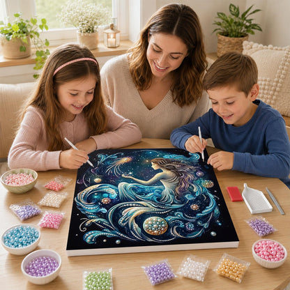 Mermaid in Cosmic Waves pearl painting – image 15