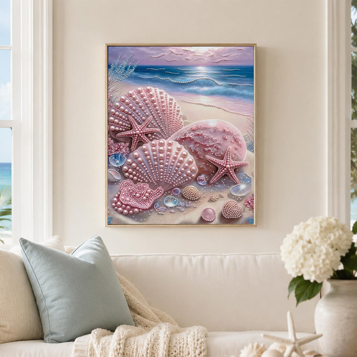 Blush Pink Shells on the Sand pearl painting – image 3