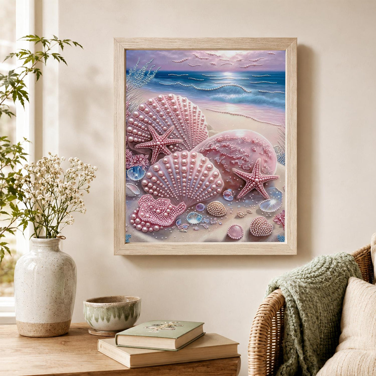 Blush Pink Shells on the Sand pearl painting – image 4