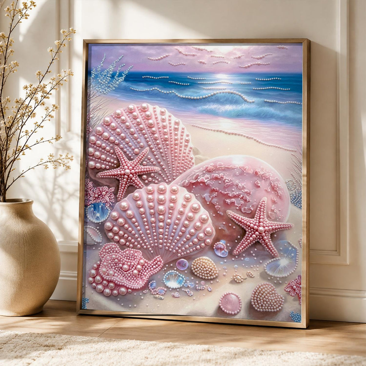 Blush Pink Shells on the Sand pearl painting – image 5