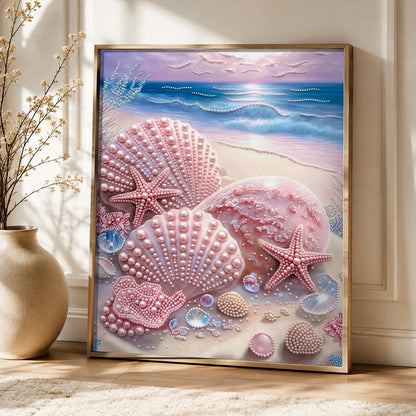 Blush Pink Shells on the Sand pearl painting – image 5
