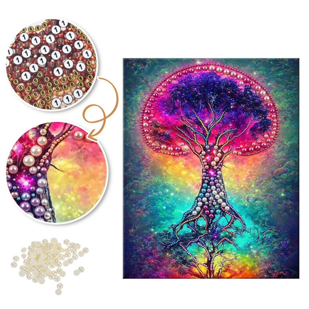 Violet Crown Tree in Rainbow Mist pearl painting – image 6