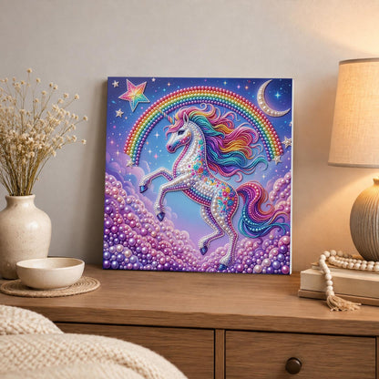 Prancing Unicorn on Lilac Clouds pearl painting – image 3