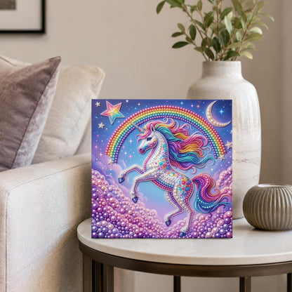 Prancing Unicorn on Lilac Clouds pearl painting – image 4