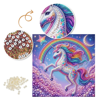 Prancing Unicorn on Lilac Clouds pearl painting – image 6