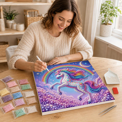 Prancing Unicorn on Lilac Clouds pearl painting – image 16