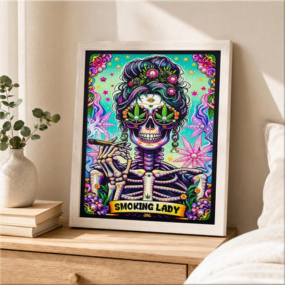 Skeleton Diva with a Flower Bun pearl painting – image 2
