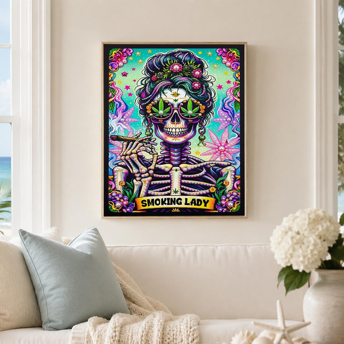 Skeleton Diva with a Flower Bun pearl painting – image 3