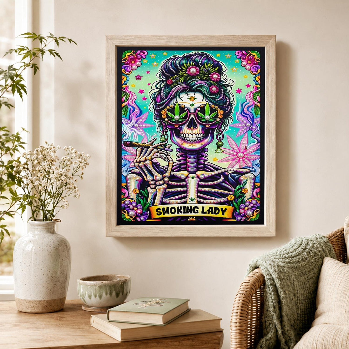Skeleton Diva with a Flower Bun pearl painting – image 4