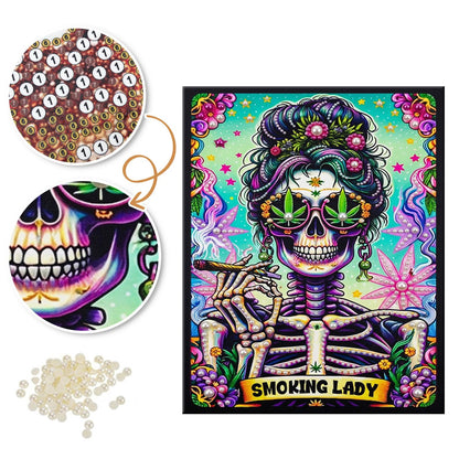 Skeleton Diva with a Flower Bun pearl painting – image 6