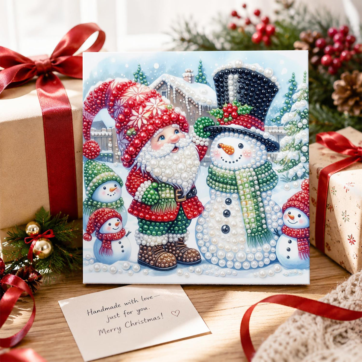 Gnome and Top-Hat Snowman Friends pearl painting – image 2