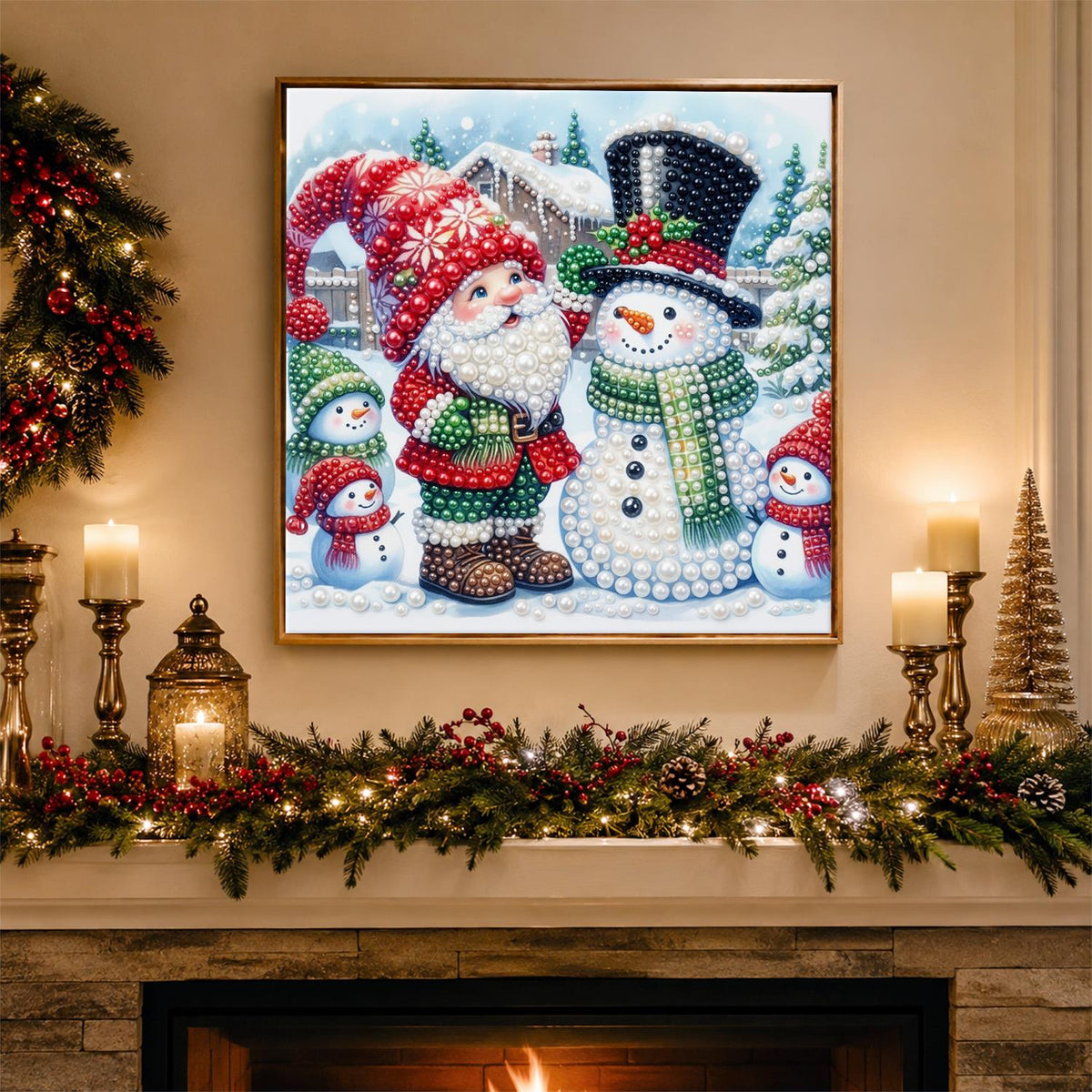 Gnome and Top-Hat Snowman Friends pearl painting – image 3