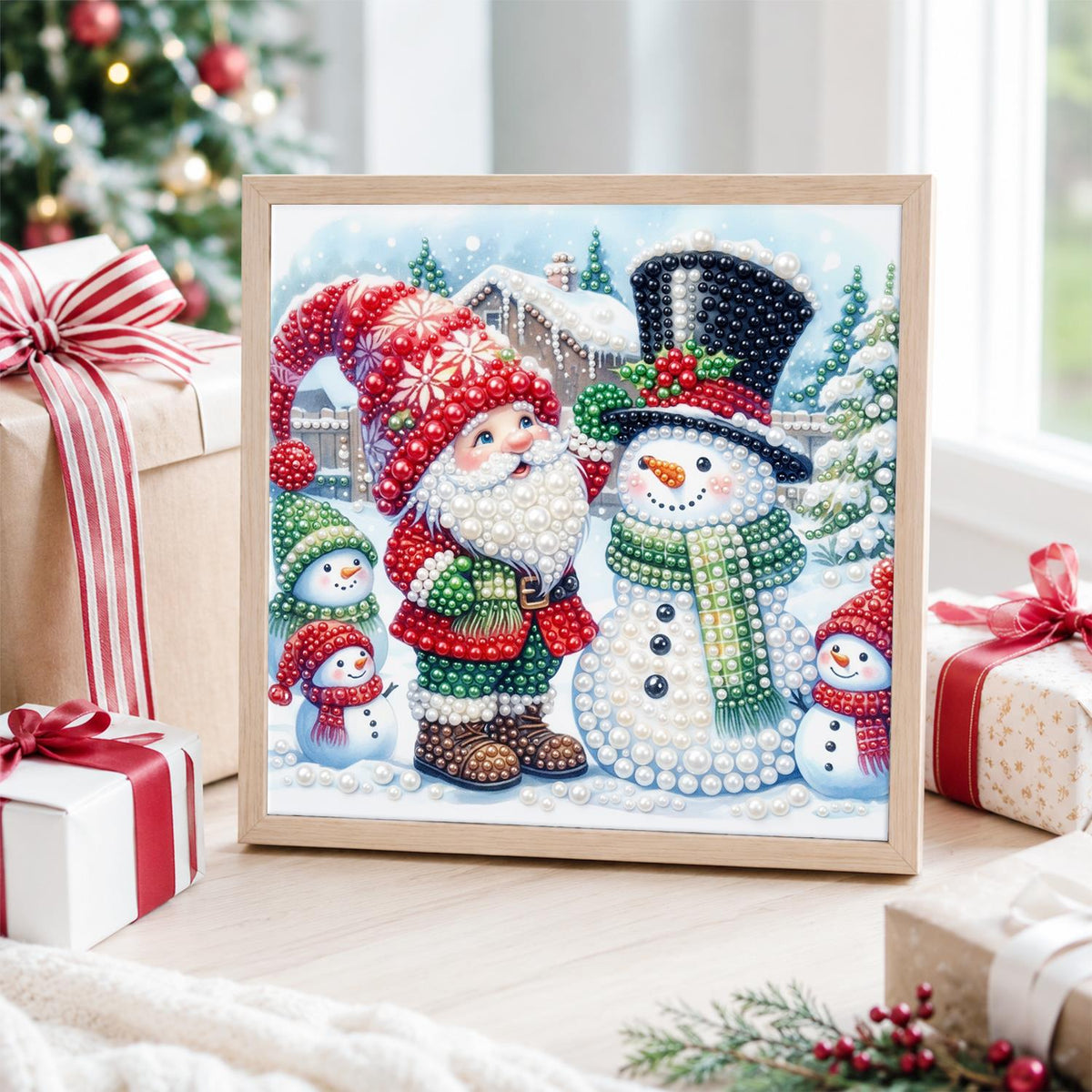 Gnome and Top-Hat Snowman Friends pearl painting – image 4