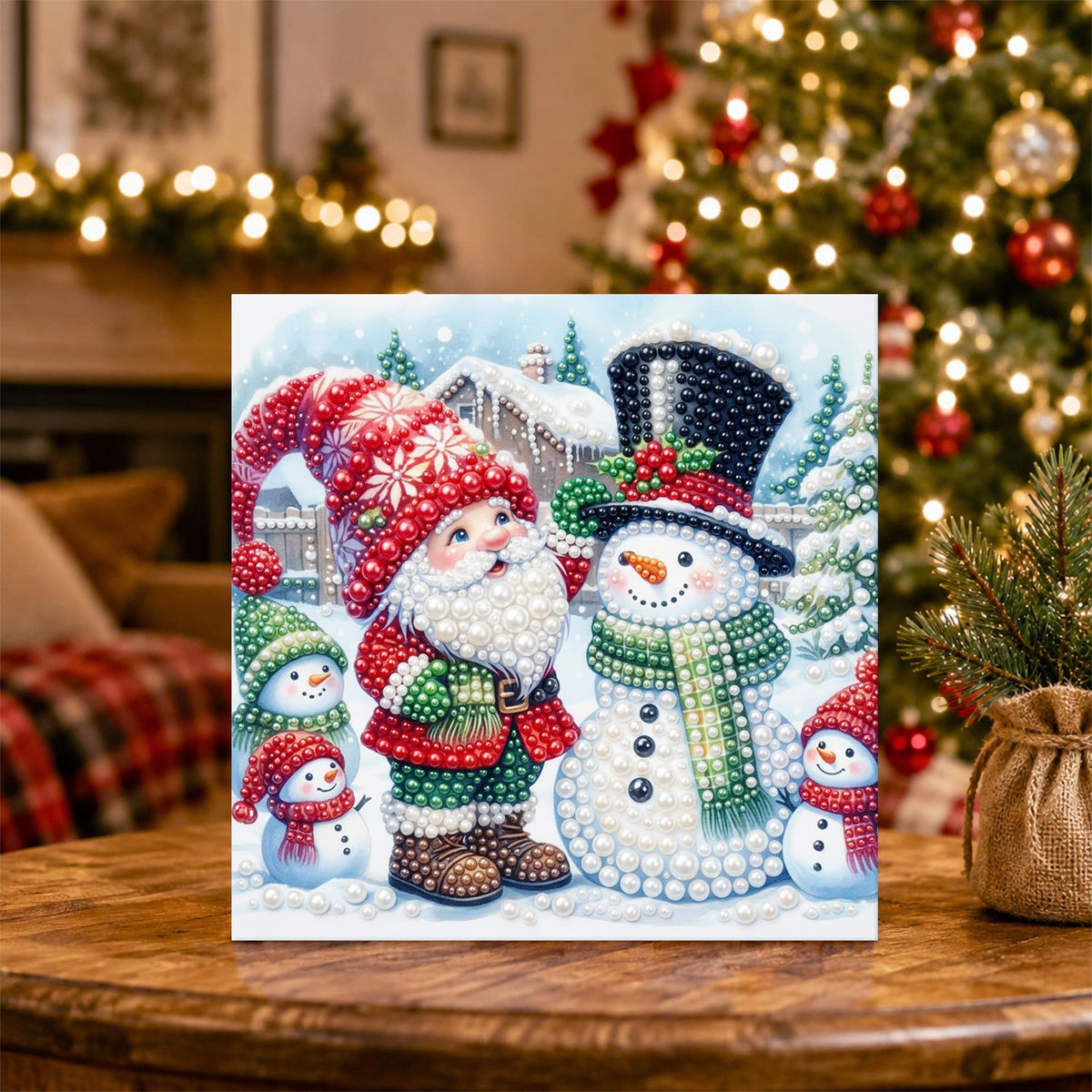 Gnome and Top-Hat Snowman Friends pearl painting – image 5