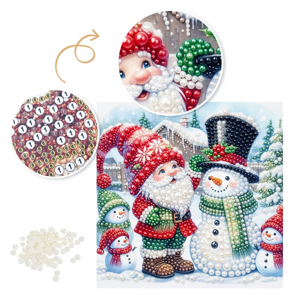 Gnome and Top-Hat Snowman Friends pearl painting – image 6