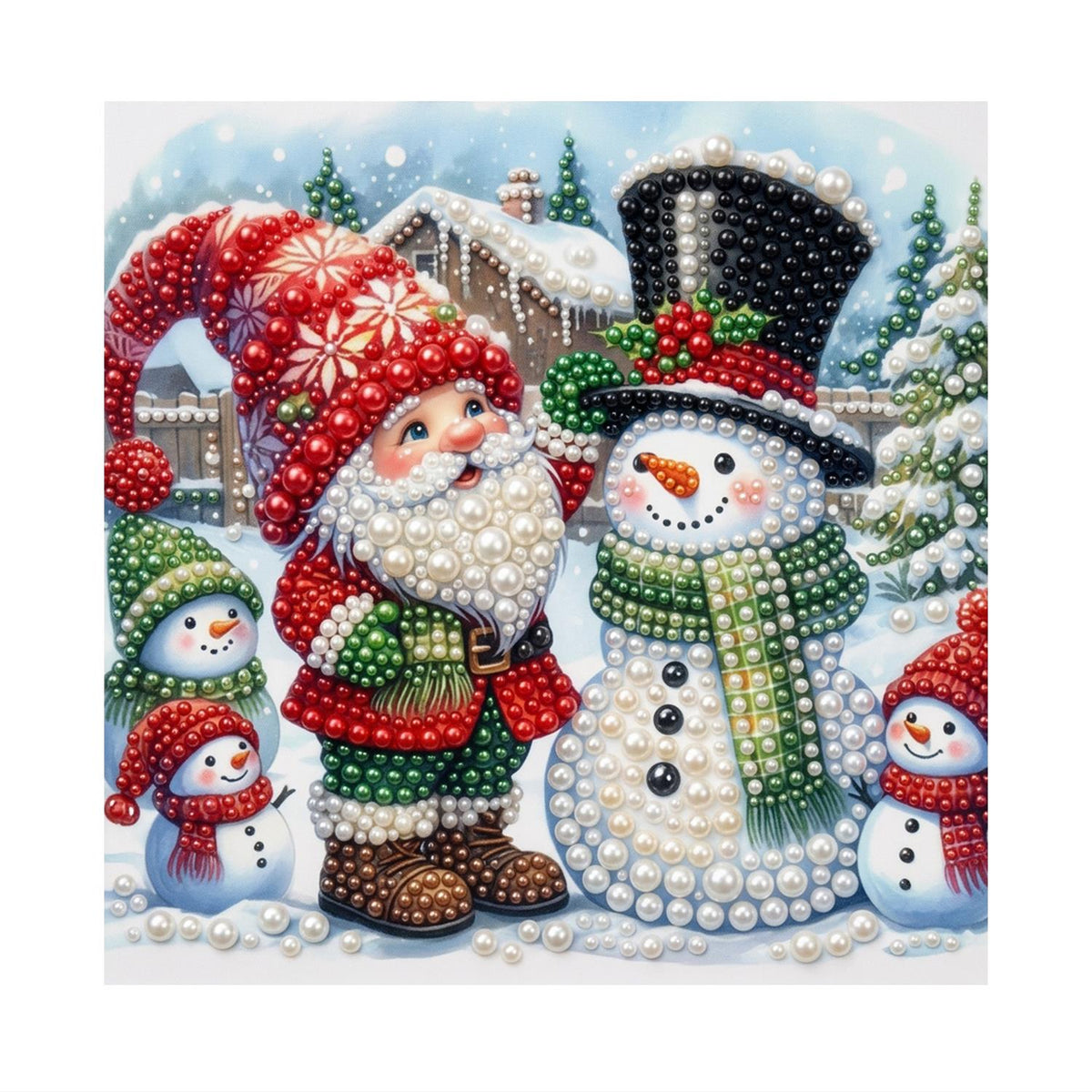 Gnome and Top-Hat Snowman Friends pearl painting – image 11
