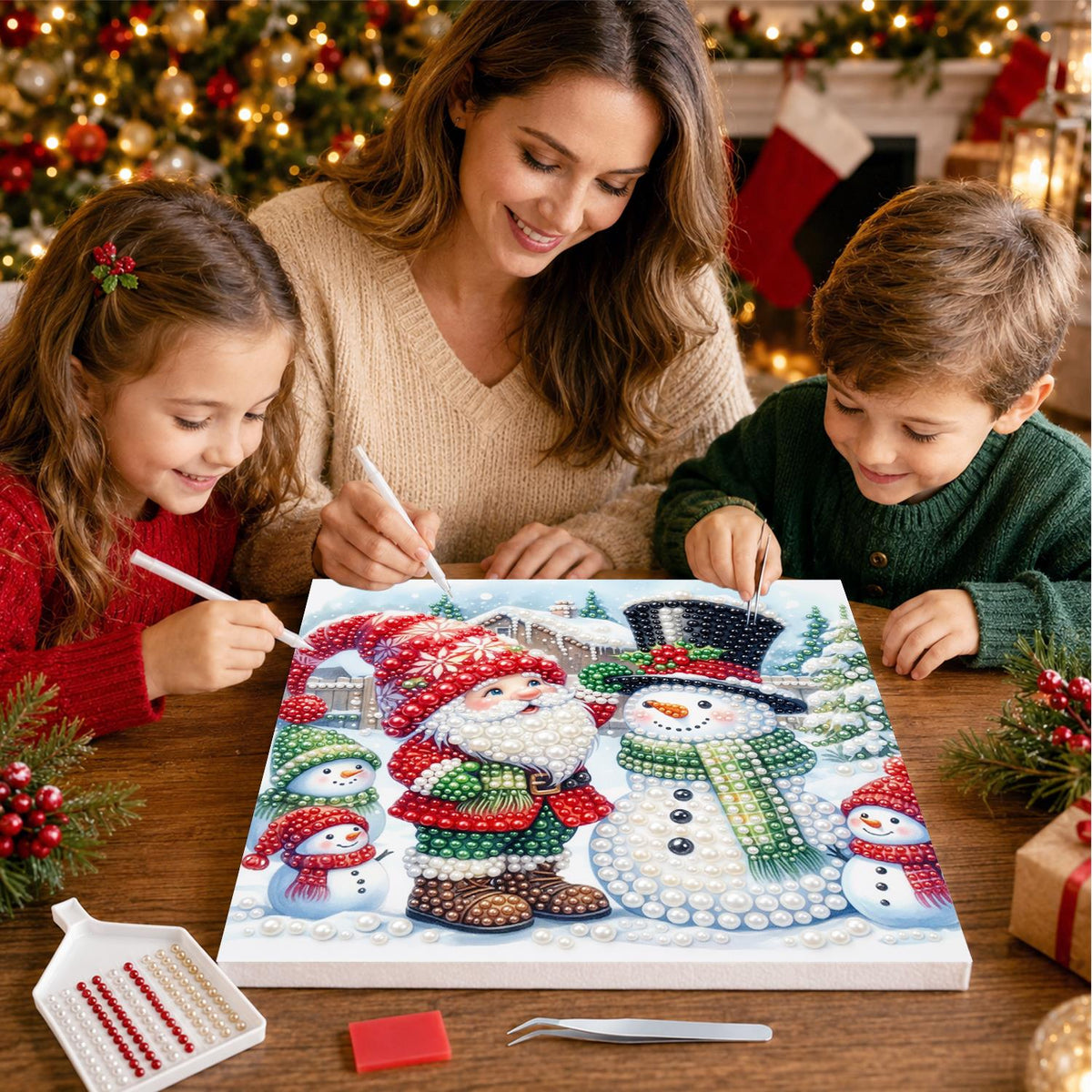 Gnome and Top-Hat Snowman Friends pearl painting – image 15