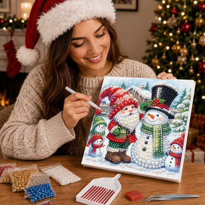 Gnome and Top-Hat Snowman Friends pearl painting – image 16