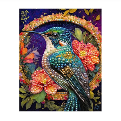 Hummingbird in a Golden Ring pearl painting – image 11