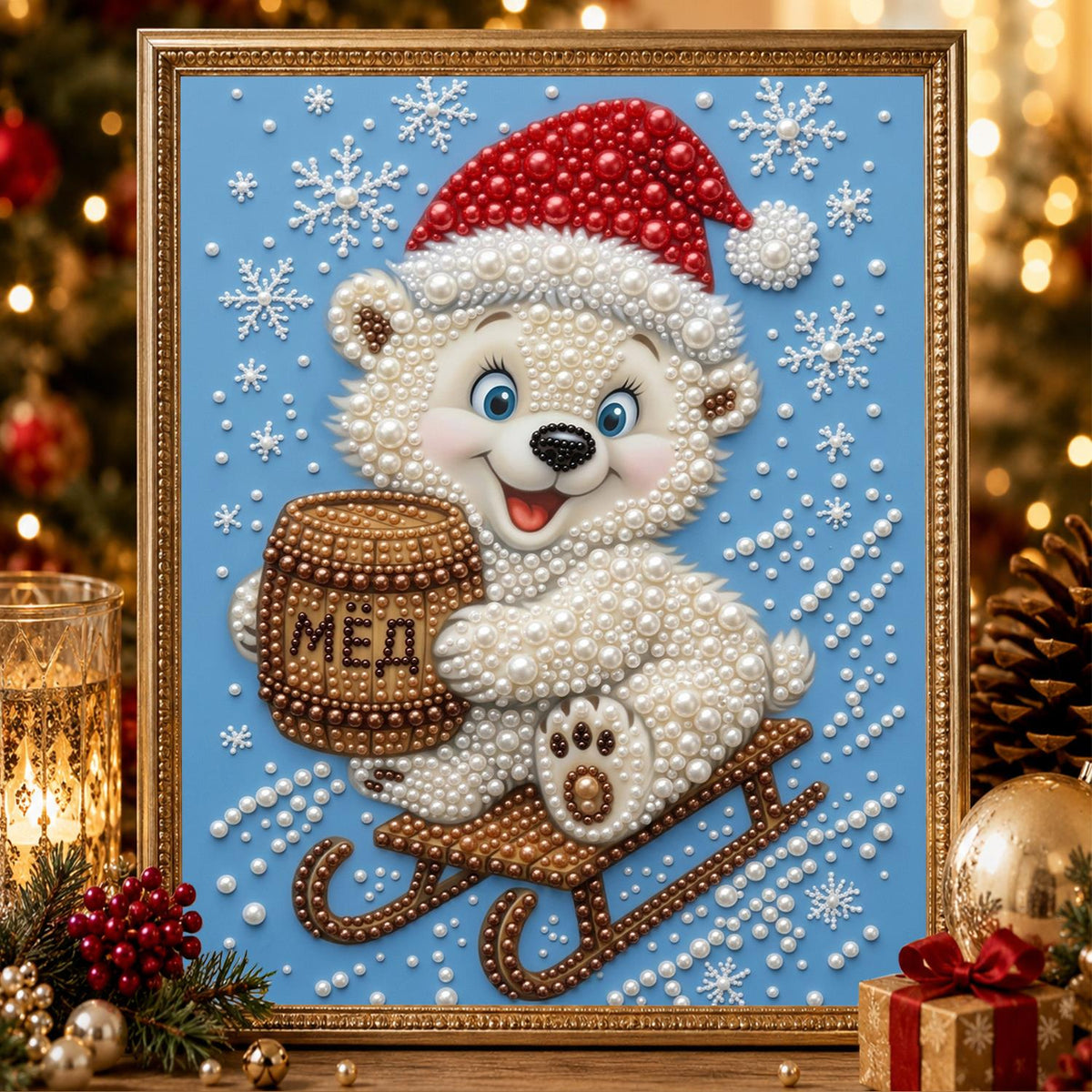 Polar Cub with a Honey Barrel pearl painting – image 2