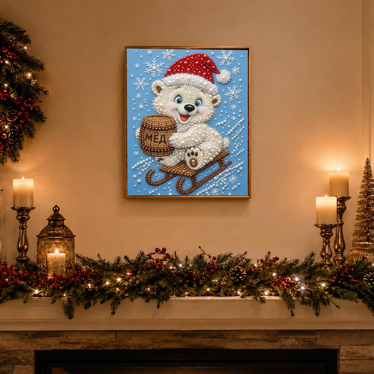 Polar Cub with a Honey Barrel pearl painting – image 3