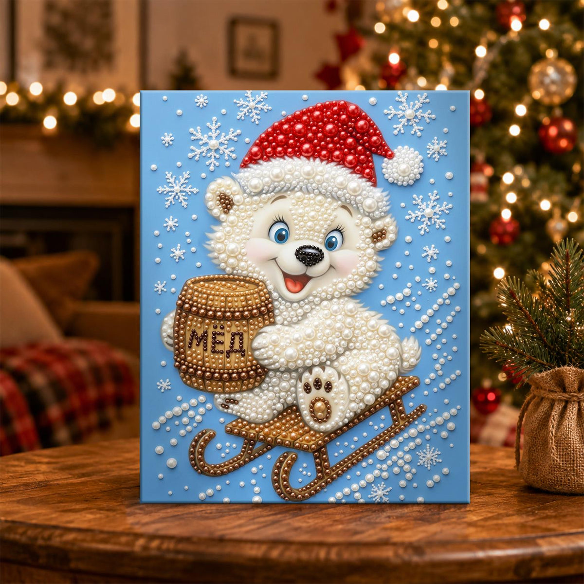 Polar Cub with a Honey Barrel pearl painting – image 5