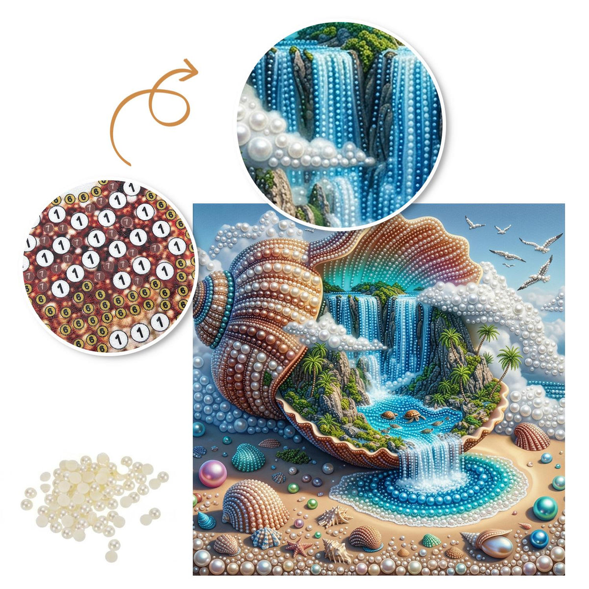 Island Paradise in a Giant Shell pearl painting – image 6