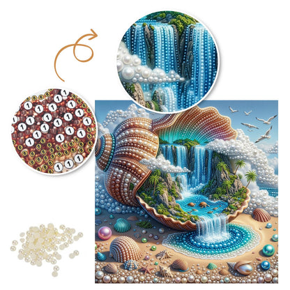 Island Paradise in a Giant Shell pearl painting – image 6