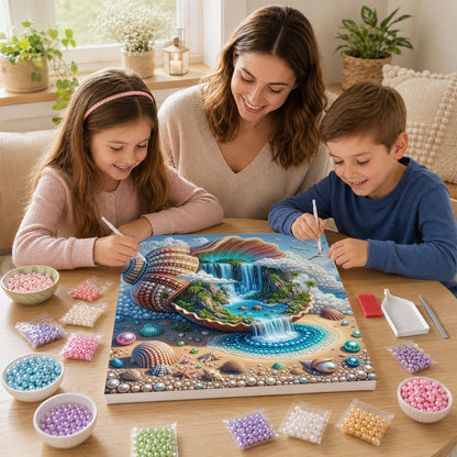 Island Paradise in a Giant Shell pearl painting – image 15
